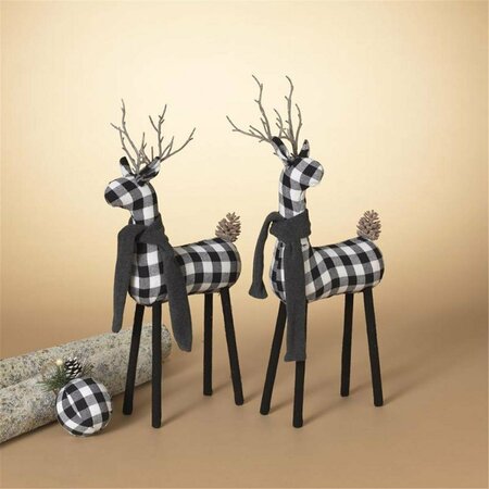 THE GERSON COMPANIES Gerson  Plaid Reindeer Indoor Christmas Decor Black & White, 6PK 9070217
